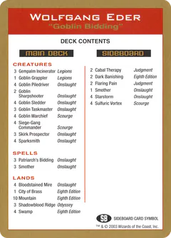 Wolfgang Eder Decklist